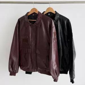 [하프클럽/]여자 빈티지 가죽재킷 오버핏 카라넥 투웨이 커플 자켓