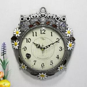 무소음 썬리치 가족부엉이 주석도금 주물 벽시계 HCA-637S