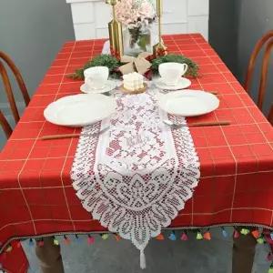장식테이블보 감성 홈파티 뜨개질한듯 태슬포인트 식탁커버 33X183cm (WFJ73FF)