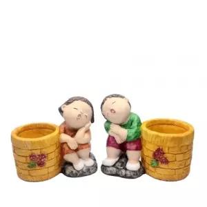 ksr 모던 수지 마블 화분 남매셋트 22x13x22cm (WFJ7PLL)