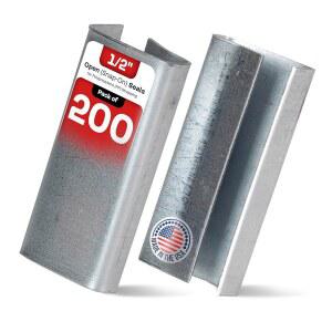 1/2인치 스트랩 너비 폴 로필렌(PP) 스트랩용 1.25인치 길이의 IDL 패키징 오픈(스냅온) 씰(200팩) - 우수한 고정력을 갖춘 강력한 금속 클립