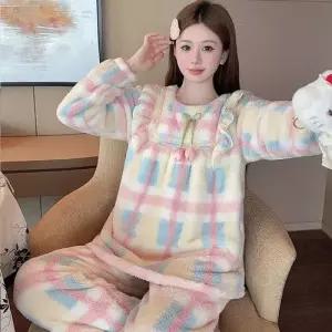 팬츠 겨울 가을 긴팔 잠옷 빅사이즈 공주풍 잠옷세트 뽀글이 커플 패피4