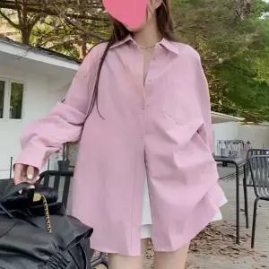 [하프클럽/]여자 오버핏 싱글포켓 모노핑크 데일리 셔츠 블라우스