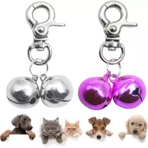 개 목걸이를 위한 장면리얼 벨 - 개와 고양이를 2팩 애완동물 걸이 링 액세서리 헤비 듀티 스냅 클립이
