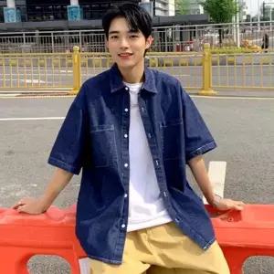 5부 청남방 여름 옷 반팔 남자 워크셔츠 데님셔츠