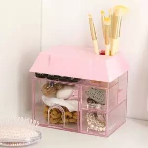 데스크 함 책상 정리 사무실 투명핑크 문구 꾸미기 데 (WFKB7TC)