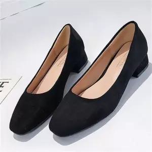 [하프클럽/]편한 여성 스웨이드 펌프스 통굽 하이힐구두