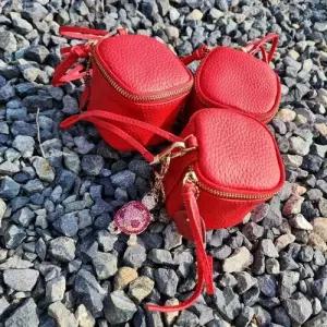 가죽 빨강 여행파우치 손가방 파우치 천연가죽 WFIPUNG