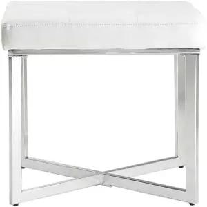 메탈 베이스 터프트 시트 쿠션 X-레그 화이트 크롬 마감의 펨벌리 19인치 H 모던 인조 가죽 여름 배니티