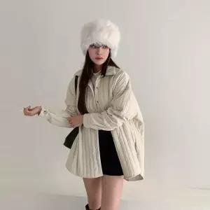 여성 누빔 남방 웰론 박시핏 재킷