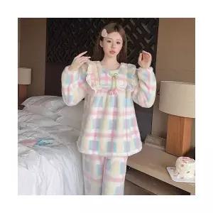 팽블몰 커플 잠옷세트 뽀글이 잠옷 가을 겨울 공주풍 긴팔 바지 빅사이즈 HO4