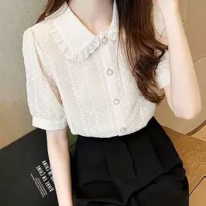 [하프클럽/]블라우스 자수 프릴 러블리룩