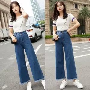 [하프클럽/]데님바지 여자통바지 진청 쓰리버튼 여성통바지 기본