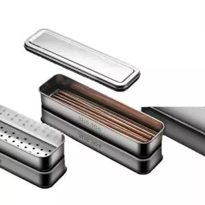 현이몰 업소용 물빠짐 스텐 수저통 보관함 주방 두껑 소형 수저함 수저보관함 소독 수저트레이