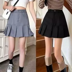하이웨스트 A라인 교복치마 하프주름 프레피룩 교복 (WFKC2T0)