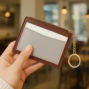 고품질 클로닛 슬림 카드지갑(브라운) 키링 교통카드지갑  여성지갑 (WFKDZ6O)