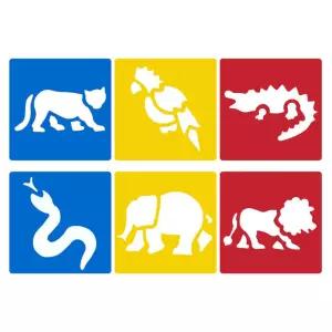 미술놀이 디오메 스텐실 (정글동물)유아물감 미술놀이 물감 물감놀이 스텐