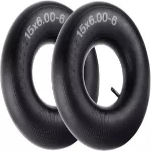 2팩 15x6.00-6 휠바로우 내부 튜브 15x6-6 TR13 스트레이트 밸브 스템 포함 잔디 깎는 기계 핸드 트럭 및