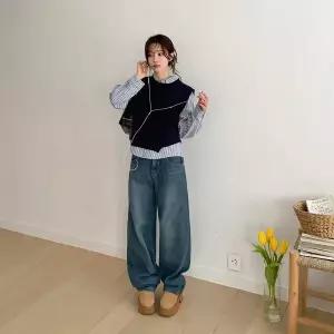 [하프클럽/]여성 겨울 따뜻한 기모 통바지