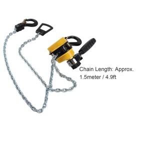 레버 블록 호이스트 풀리 미니 휴대용 리프팅 래칫 1.5미터 체인 500kg 하중 수동 훅 포함
