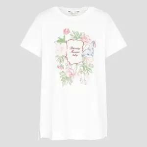 [백화점 정품] 빈폴 레이디스 플라워 모티브 롱 기장 반소매 티셔츠(BF5742C881)