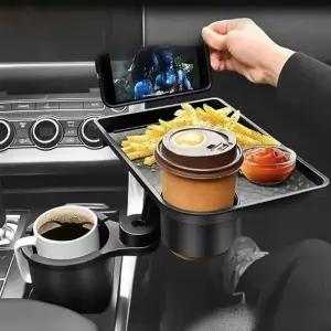 (색상 EQY62차량용컵홀더테이블 블랙)LW 차량용 컵홀더 멀티 테이블 조수석 운전석 식탁 트레이 선반 받침