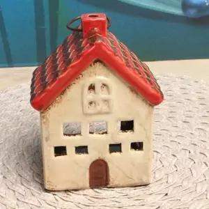 유럽풍 OUO325U2 미니하우스 캔들홀더 장식소품 은행잎빨간지붕