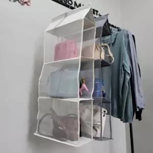 고품질 가방 정리대 3단 걸이형 수납장 베이지색 보관함 (WFKG0YD)