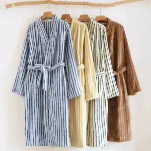 겨울 남녀공용 스트라이프 샤워 라운지 호텔 가운 목욕