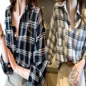 여자 체크 남방 셔츠 루즈핏 레이어드 패턴