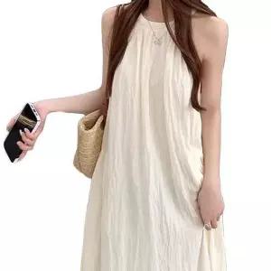 여리여리원피스 신상 홀터넥 민소매 롱원피스 여성 여름