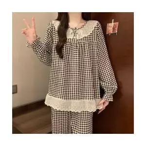 팽블몰 커플 잠옷세트 빈티지 파자마 봄 가을 공주 긴팔 바지 실내복 세트 HO3