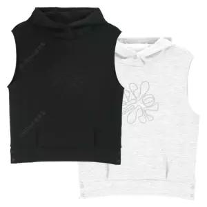 볼빅 여성 골프 후드 베스트 셋업 티셔츠 VLTSP252 블랙/멜란지그레이