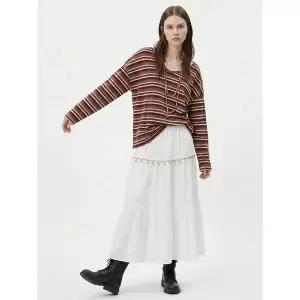 [하프클럽/샵앤]여성 밴딩 캉캉 단추 포인트 플레어 롱스커트 EGG-WSK-21023-아