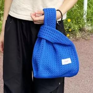 봉다리백 여성 봉지백 미니 니트 가방 블루 (WFKI7DH)