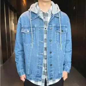 남성 데님 깔끔한 청자켓 재킷 후드 우터 남자 WFLQVO6