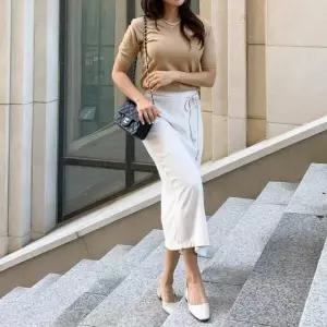 고품질 데님스커트 더봄 캐주얼 플레어스커트 롱 머메이 롱스커트 (WFKKODD)