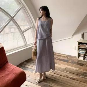 청치마 롱 스커트 링클 h라인스커트 나시 츠진 (WFKKHPU)