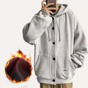 [라일리여성의류] Rly 기모 후드 자켓 간절기 데일리 무지 버튼 긴팔