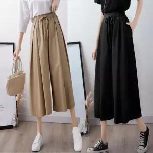 [라일리여성의류] Rly 와이드팬츠 여자 여름 편한 8부 치마바지 밴딩