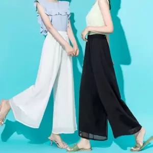 시원한 허리밴딩 여자 바지 여름 통 넓은 쉬폰
