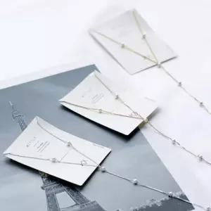 (실버) 진주 라인 롱 목걸이 WC50B60