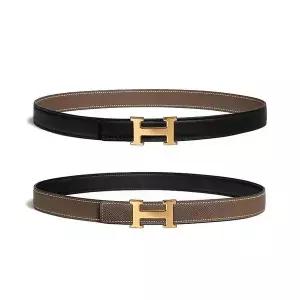 [에르메스] 벨트리버시블(양면) 블랙 브라운 H 로즈골드 카프스킨