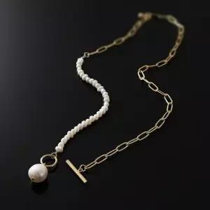 고리 써지컬 담수진주 목걸이 심플 언발란스 골드 고급목걸이 돋보이는목걸이 패션주얼리