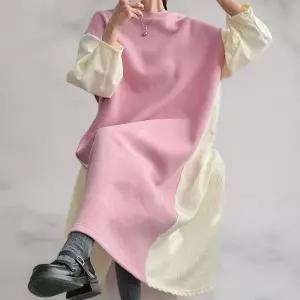 [하프클럽/옷자락]여성 겨울 임산부 원피스 골지 배색 빅사이즈 롱드레스