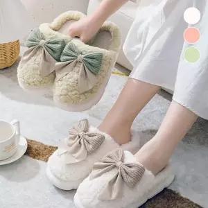 방한 ELB 003 양털 리본 뽀글이 털실내화 실내용슬리