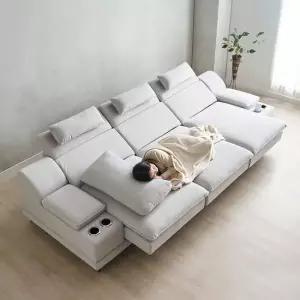 제니 4인 모션쇼파 전동 슬라이드 바퀴없는 확장형 리클라이너 고급형 톡일타이보 패브릭 (무료배송)