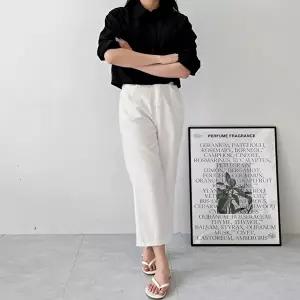 여자조거바지 여름철 시원한 9부 여자 편한 린넨 포켓 일자 통 바지