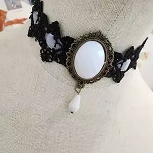 화이트 순수 매력 초커 목걸이 벨벳 레이스 인기-WFIK5WY