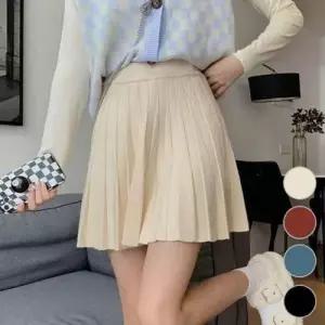 니트주름 허리밴딩 클래식한 미니스커트 플리츠 A라인 WD54816